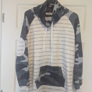Camouflage Gray and White Women's Hoodie